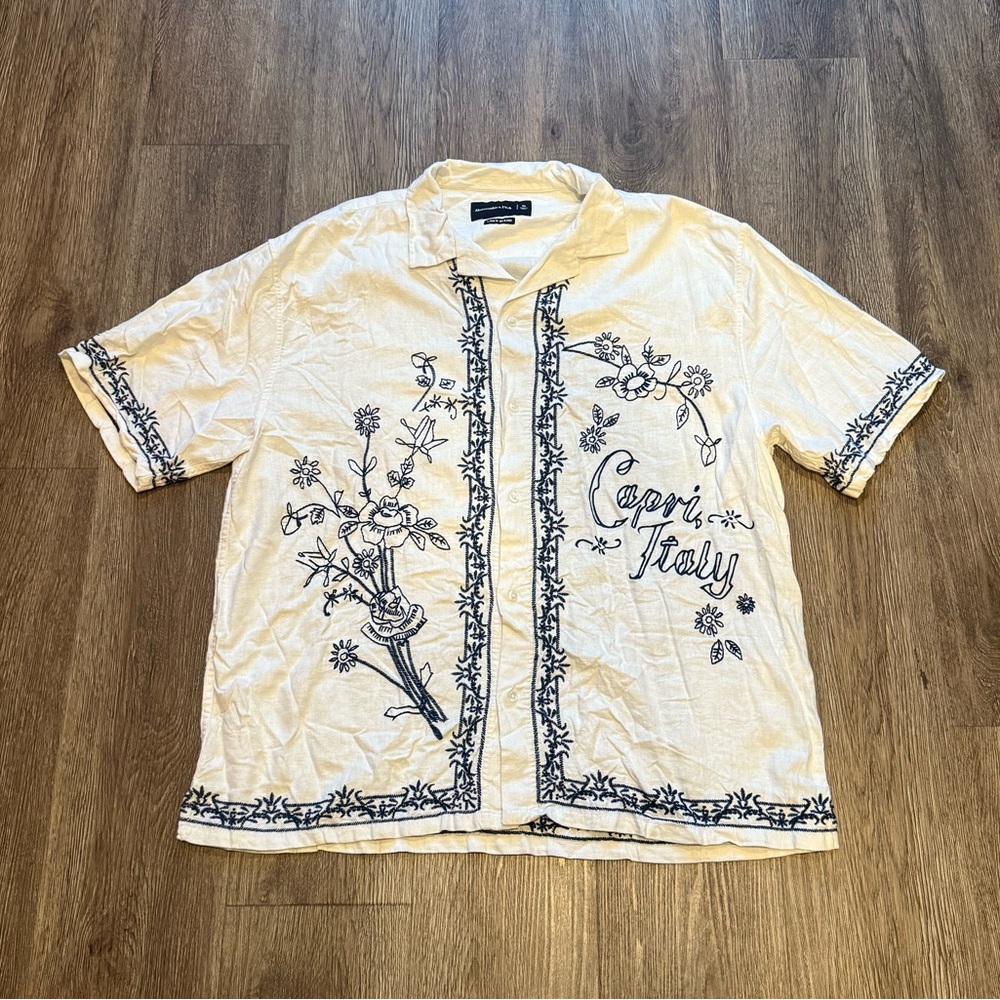 Abercrombie & Fitch White Linen Blend Shirt